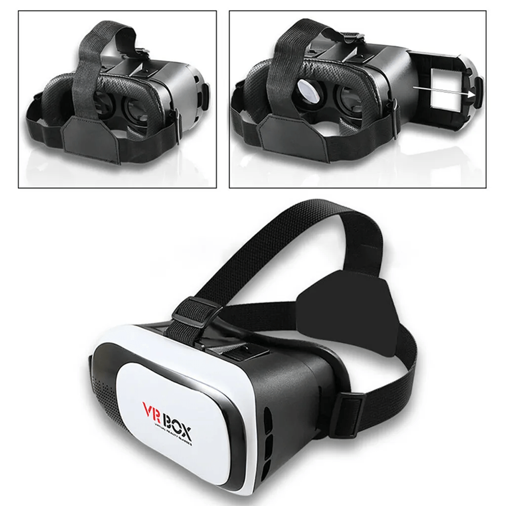 Advanced VR headset with proximity sensor for iPhone/Android smartphones, binoculars style and aux connection.