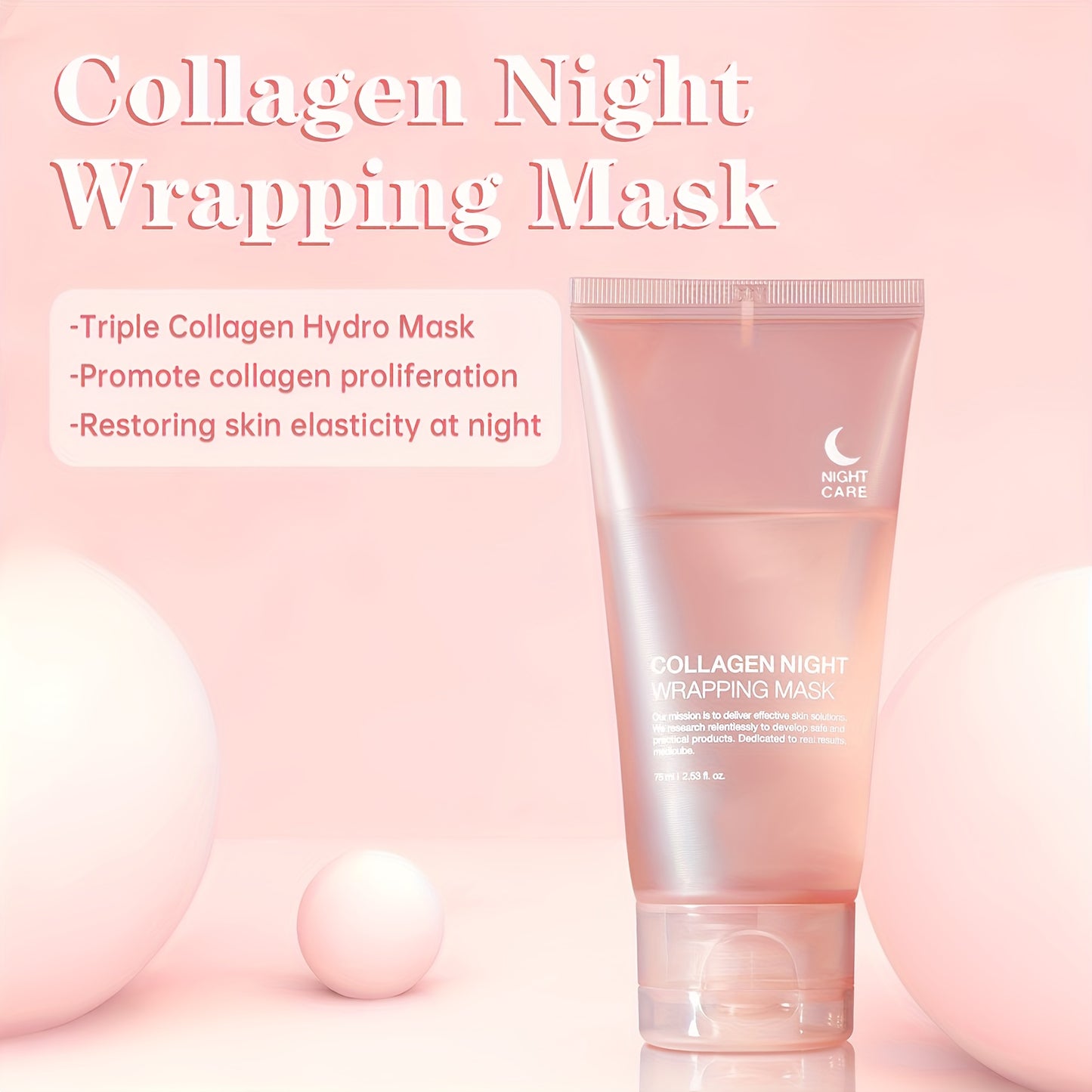 Tyramine Night Mask with hyaluronic acid, collagen, and paraben-free formula. Improves skin quality, smoothens skin, ideal for bedtime use and as a holiday gift.