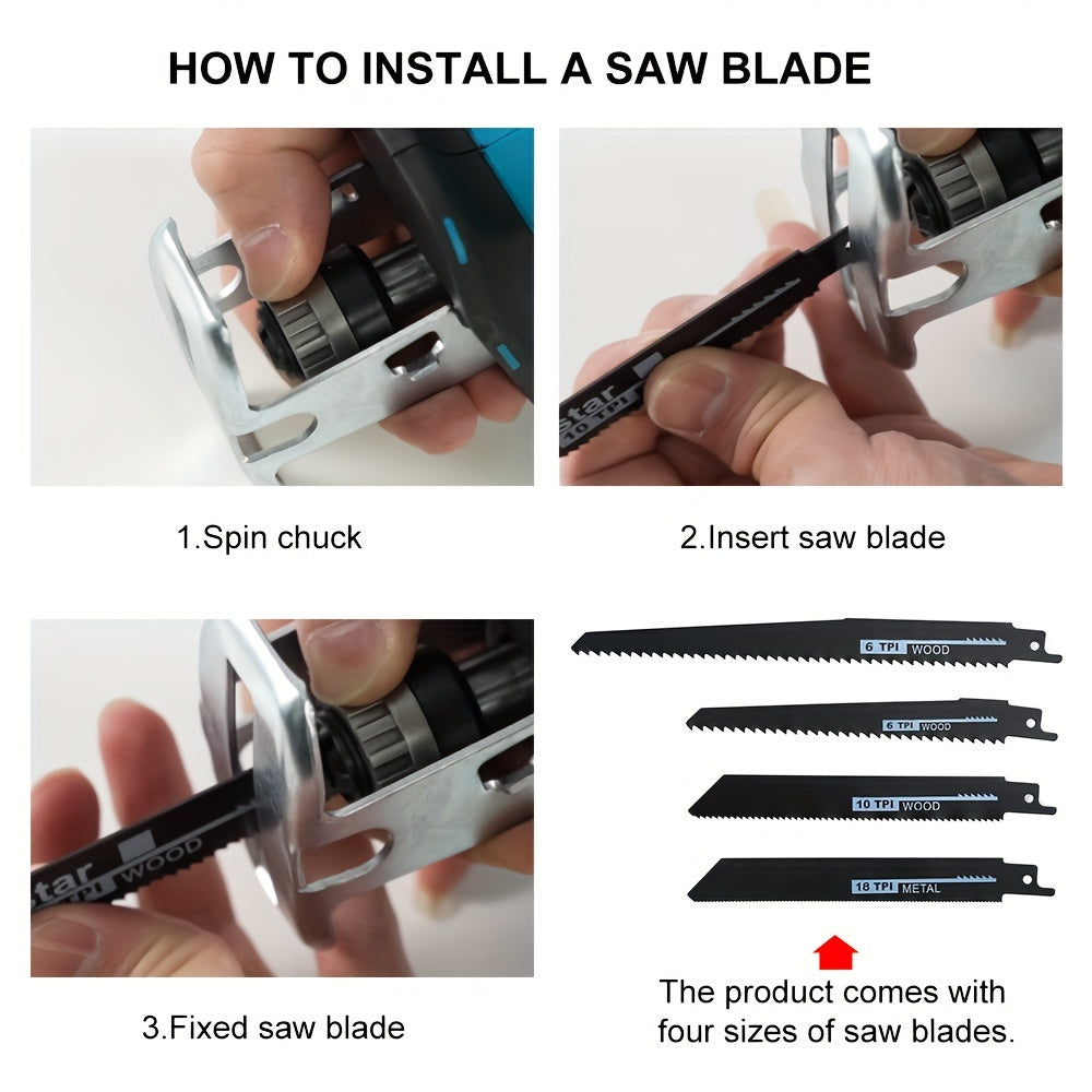 JSD-HOPE Rechargeable Electric Reciprocating Saw with Lithium Battery and European Plug.