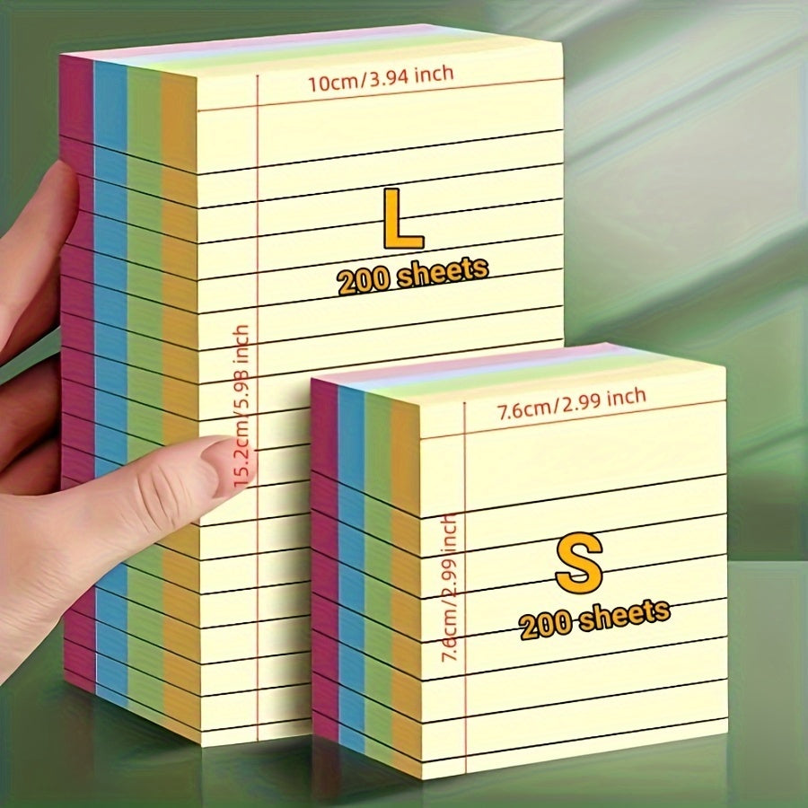 Large sticky notes pad with lined, self-adhesive memo pads available in 4 colors for students and office use.