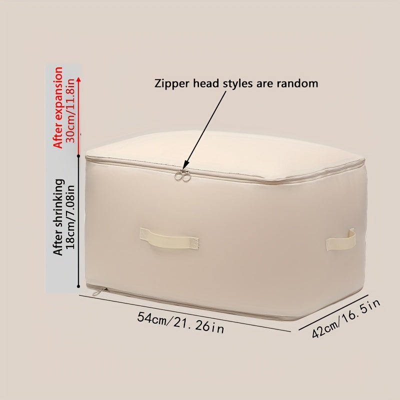 No Electricity Required: Nylon Self-Compression Storage Bag with Zipper. Rectangle Organizer Saves 40% Space. Heavy-Duty Handling for Duvet, Clothes, and Blankets. Multipurpose Design.