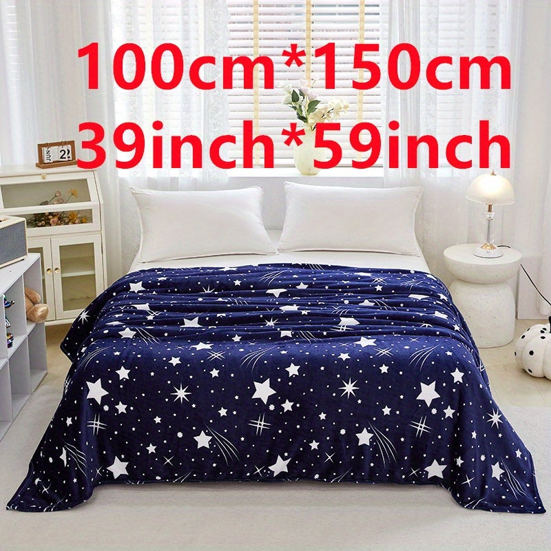 Contemporary Meteor Shower Pattern Flannel Fleece Blanket - Perfect for New Year, Valentine's, Mother's Day, and Back to School! Made from 100% polyester, this blanket is lightweight at 120g and machine washable for easy care. Stay cozy year-round with