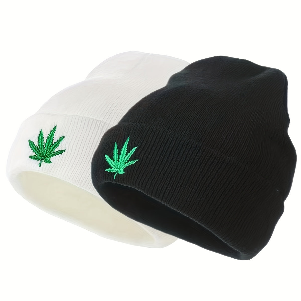 Embroidered Leaf Knit Hat - Stylish Hip Hop Sports Cap for Men, Women, and Teens