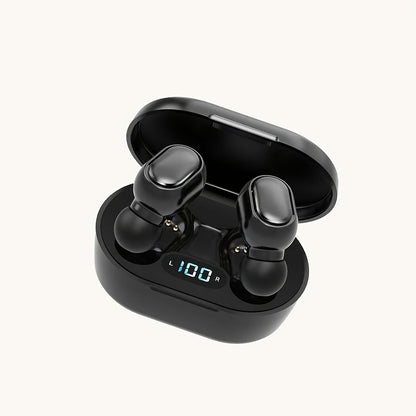 Wireless in-ear headphones with button control, LED power display, long battery life, low latency, and compatibility with multiple devices, perfect for daily use, commuting, sports, and