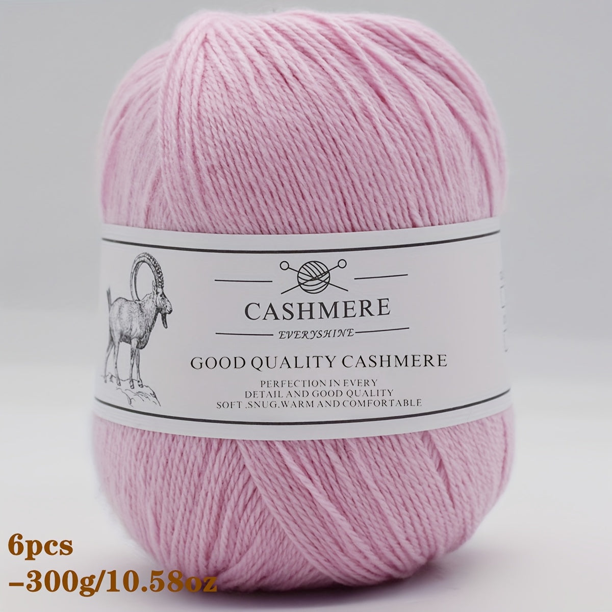 6-Pack Luxurious Cashmere Yarn for Knitting and Crocheting - Soft, Warm, Durable 80% Cashmere 20% Acrylic Blend - Perfect for Sweaters, Pants, Gloves, Hats, and DIY Crafts - 1.76oz Each