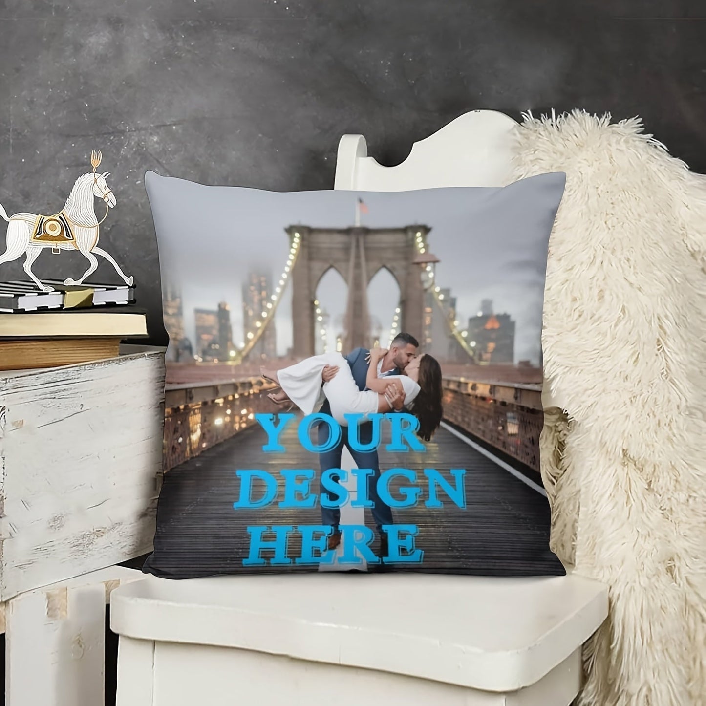 Get personalized throw pillow covers with your own photo or text design on soft polyester knit fabric. These single-sided print cushion covers are perfect for adding a touch of love or your furry friend to your home decor.