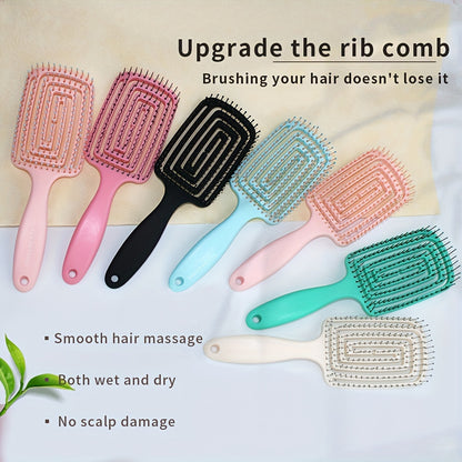 Nylon Bristle Detangler Hair Comb Set with Hollow Design and ABS Plastic Handle - Arc Shaped for Superior Scalp Fit