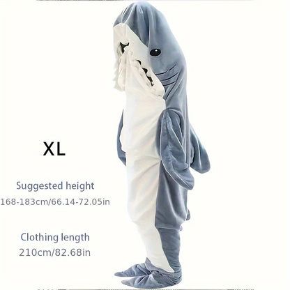 The Shark Wearable Blanket Hoodie is perfect for adults who love cute animal themes. Made with soft and cozy polyester knit, this portable blanket comes with a convenient hood for extra warmth. It is machine washable for easy care and can be worn as a