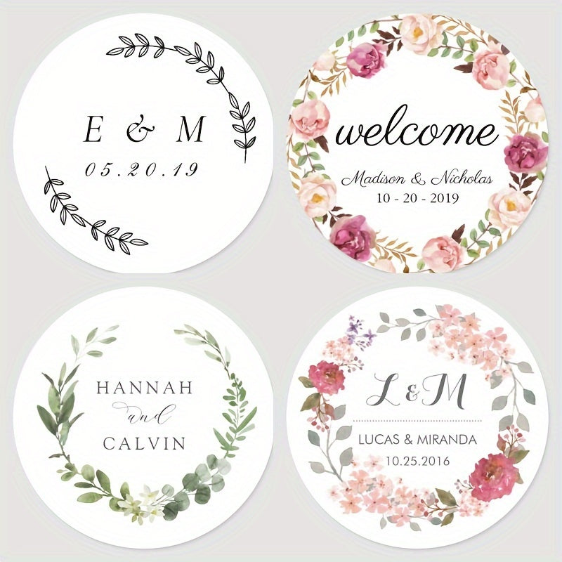 Personalized Round Labels for Bridal Showers - Custom Thank You Stickers with Name & Date, Matte Finish on Recyclable Paper