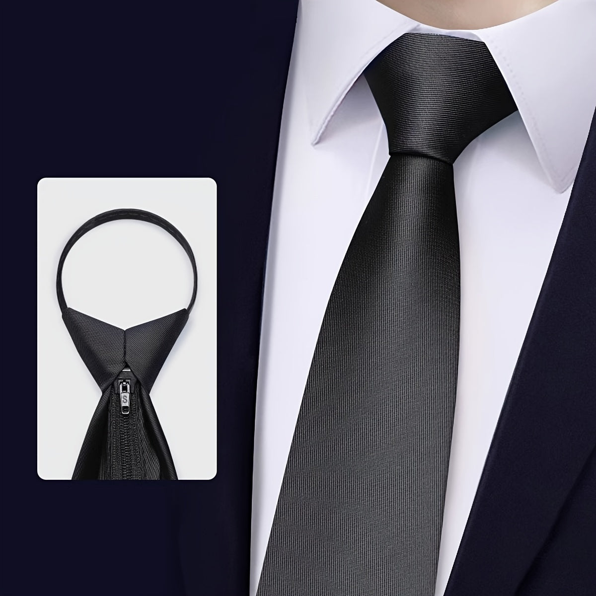 6cm Zipper tie for men suitable for work, business, and formal occasions.