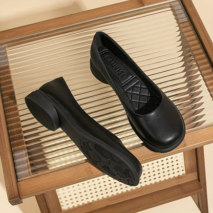 Womens Black Slip On Flat Shoes for Work