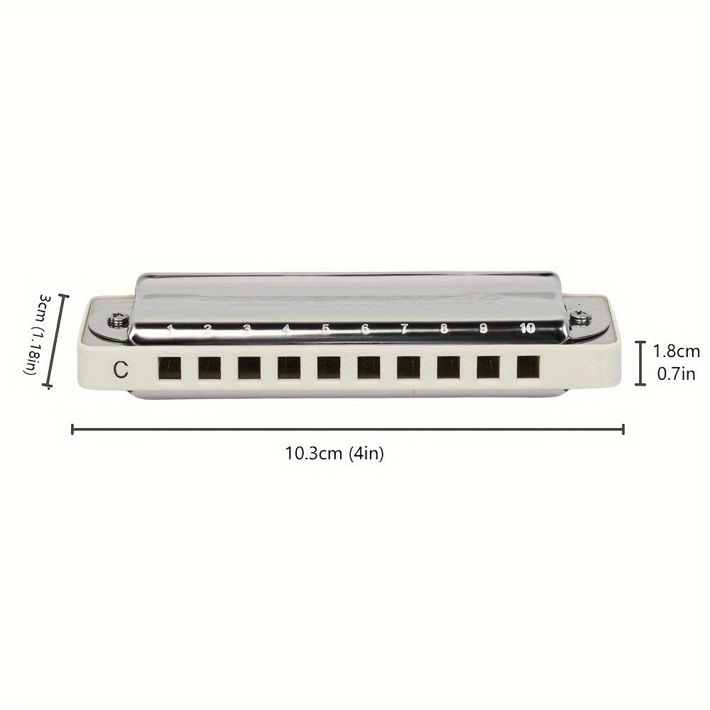 KONGSHENG Amazing 20 10-hole Diatonic Harmonica - Perfect for beginners and professionals. Includes zipper case, plastic comb, stainless steel cover, brass plate and phosphor bronze reeds.