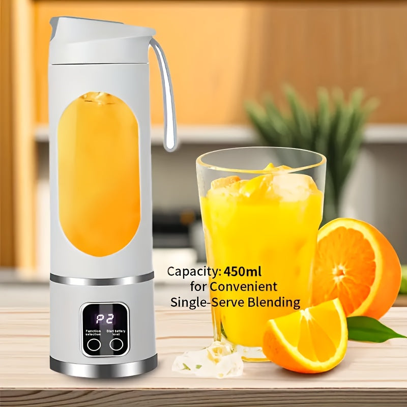 USB rechargeable portable juicer with 10 stainless steel blades, digital display, 3 modes, easy to clean, perfect for smoothies & fresh juice, great for travel, ideal gift for health