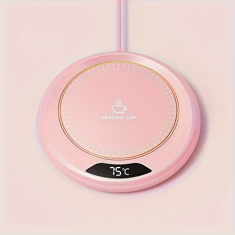 A small and convenient pink USB-powered coffee and beverage heater pad that is ideal for keeping small cups warm on your bedroom or office desk. This smart cup warmer operates at 36V for efficient heating.