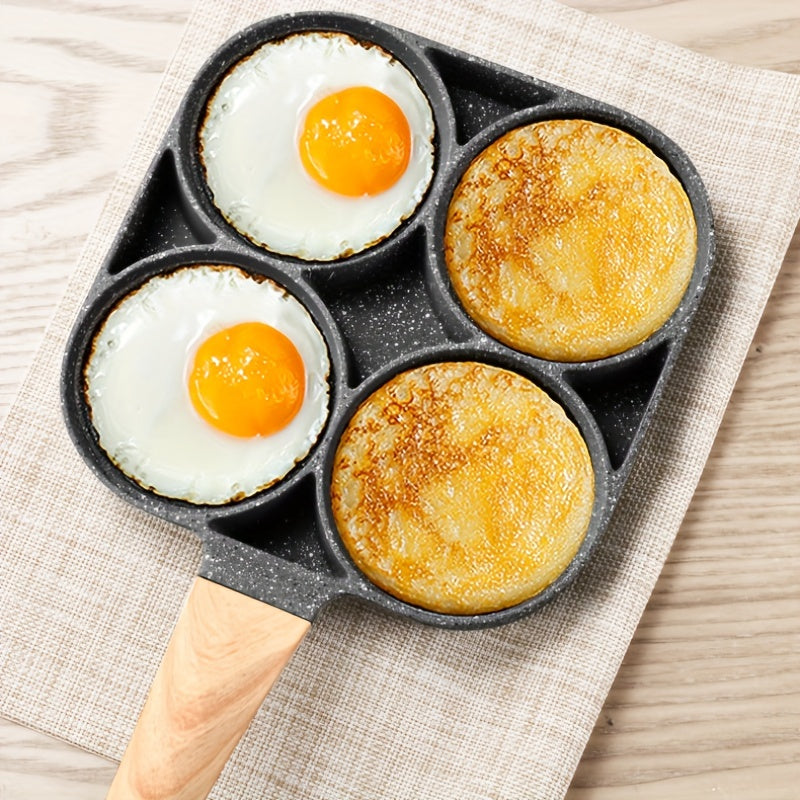 Versatile Breakfast Cooking Pan Set: Includes One Non-Stick Egg Frying Pan, Egg Burger Maker Pan, Four-Burner Split Grill Skillet, and Non-Stick Omelette Pan for Eggs, Bacon, and Burgers