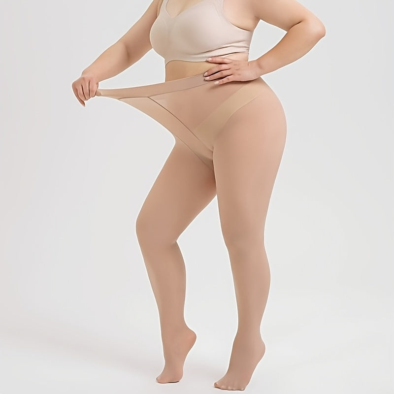 Plus-size pantyhose in glossy coffee color, with high elasticity and skin-friendly fabric, designed to enhance beauty and confidence.