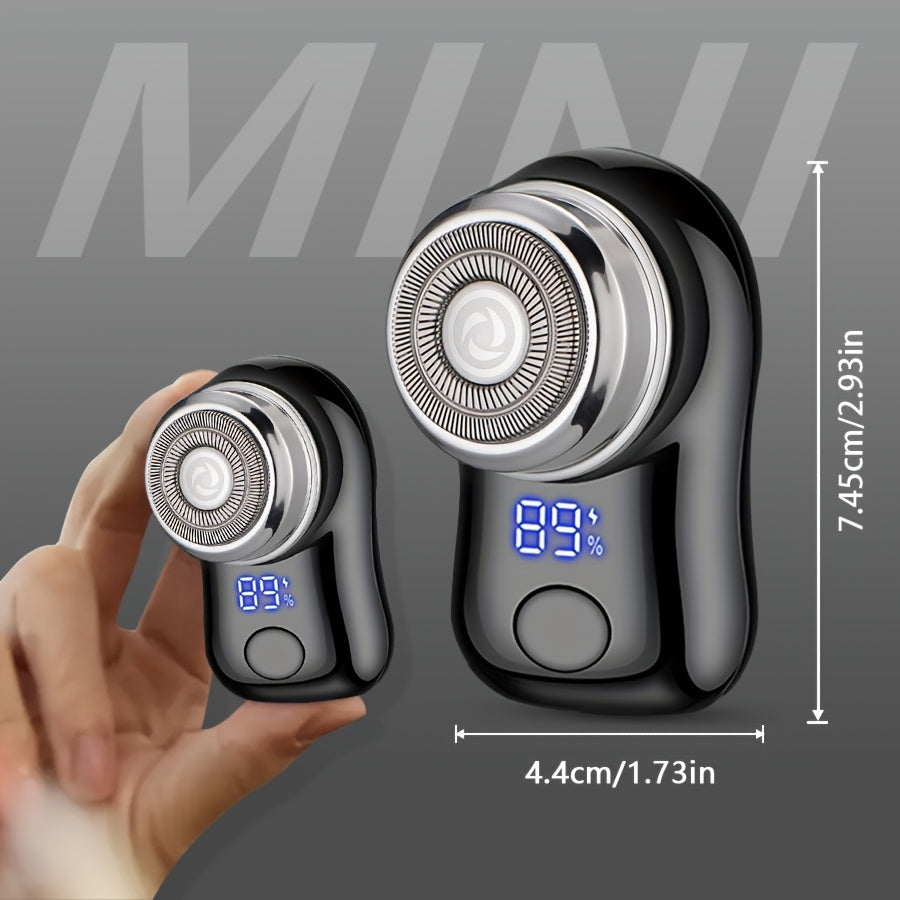 Compact and portable men's electric shaver with USB charging, digital display function. Ideal for business trips and makes a great holiday gift for men.