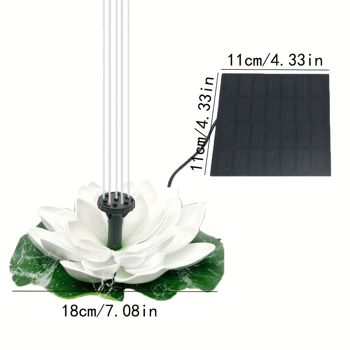 2.5W/1.5W Solar Fountain Pump - Easy install, Floating Lotus design for ponds, patios & bird baths, independent floating design