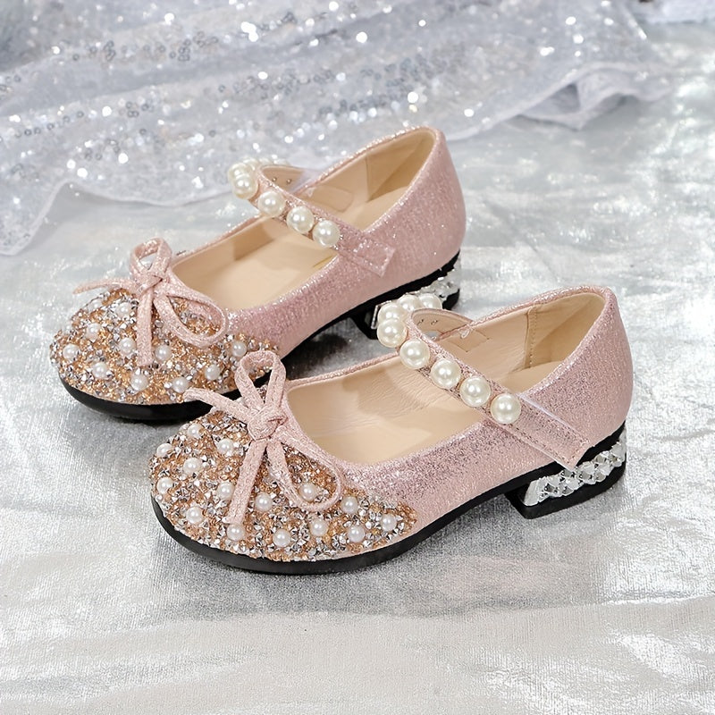 Summer Crystal Princess Shoes with Soft Soles for Little Girls and Toddlers.