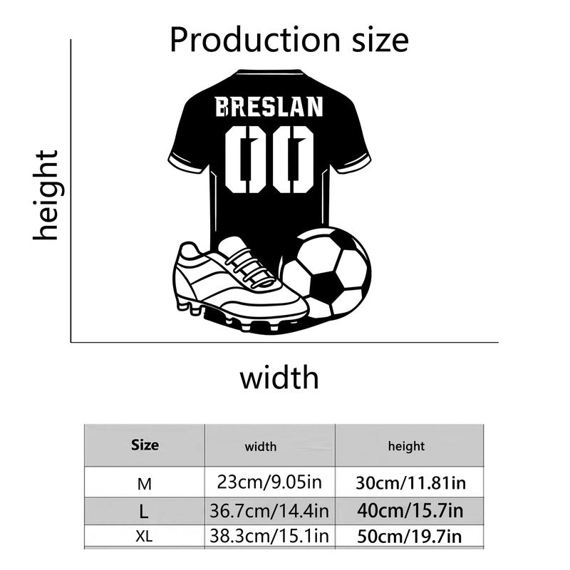 Персонализированная металлическая фигура футбольного силуэта черного цвета - настраиваемая для декора дома и сада, отлично подходит для уличных вечеринок и подарков во время праздников.