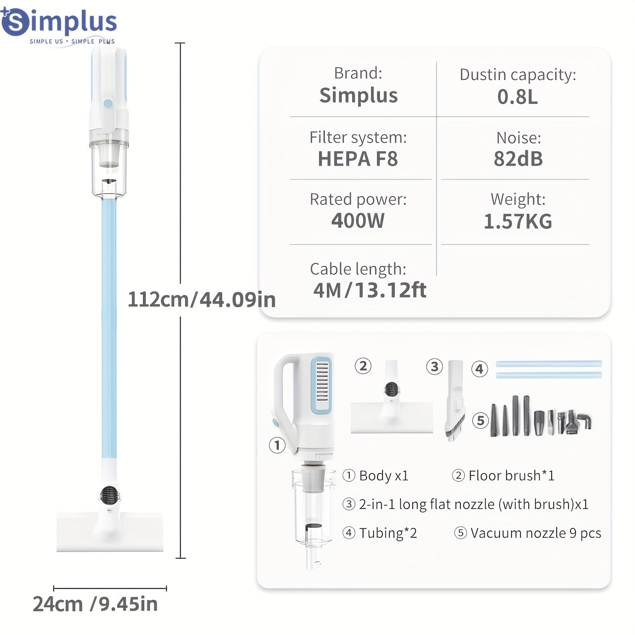 Powerful Simplus 16000PA Wired Vacuum Cleaner for Household Cleaning.