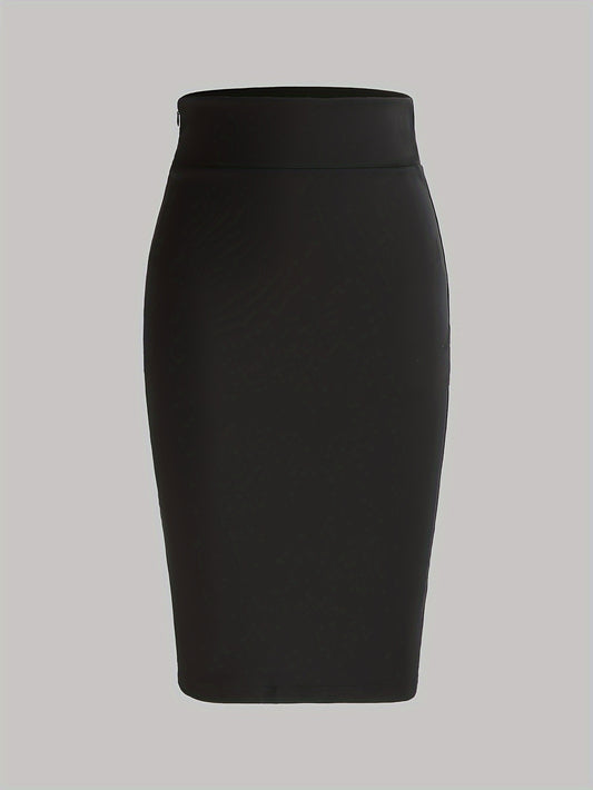 High waist bodycon skirt, solid knee-length sheath skirt for spring and summer women's clothing.