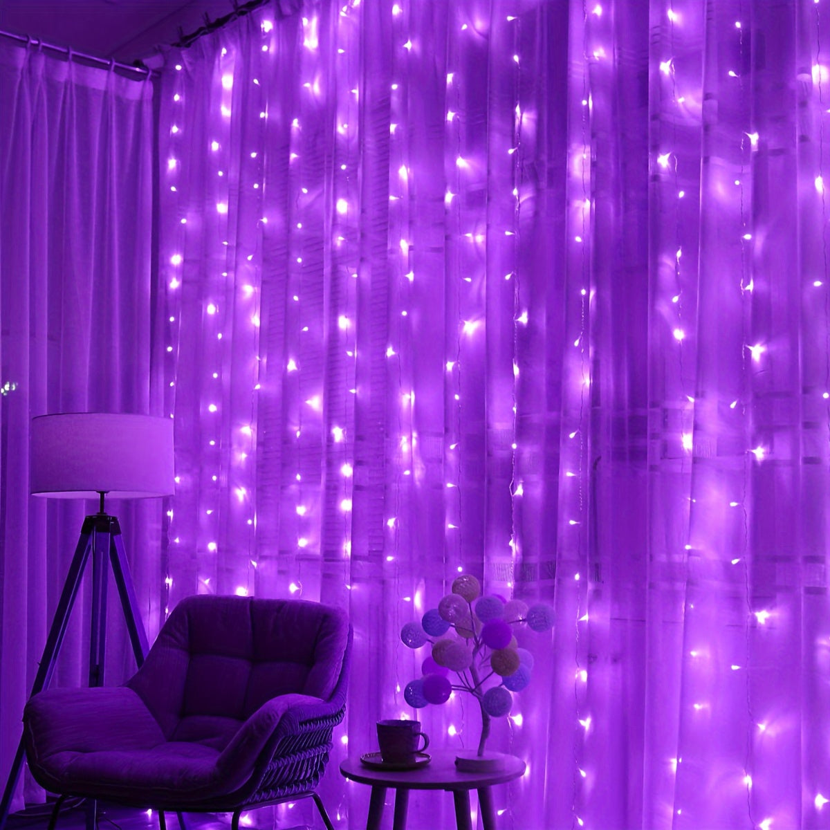 LED curtain string lights with remote control, perfect for New Year, Christmas, parties, and weddings.