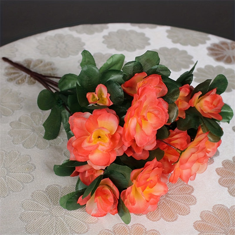 Artificial azalea swags with 21-bloom plastic stems for outdoor decor.