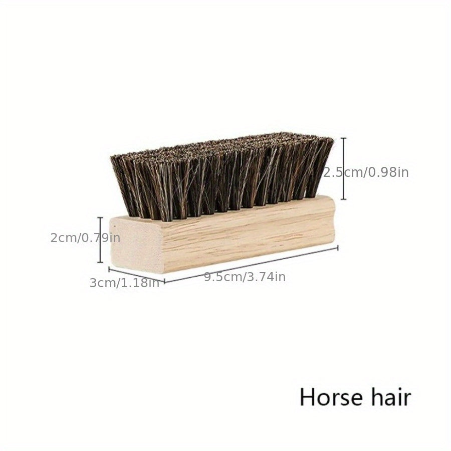 Set of Wooden Cleaning Brushes with Medium Firmness Pig Hair Bristles - Includes Laundry Scrubber and Mini Shoe Brush for Home Use, Eco-Friendly and Electricity-Free, Perfect for Patio Cleaning