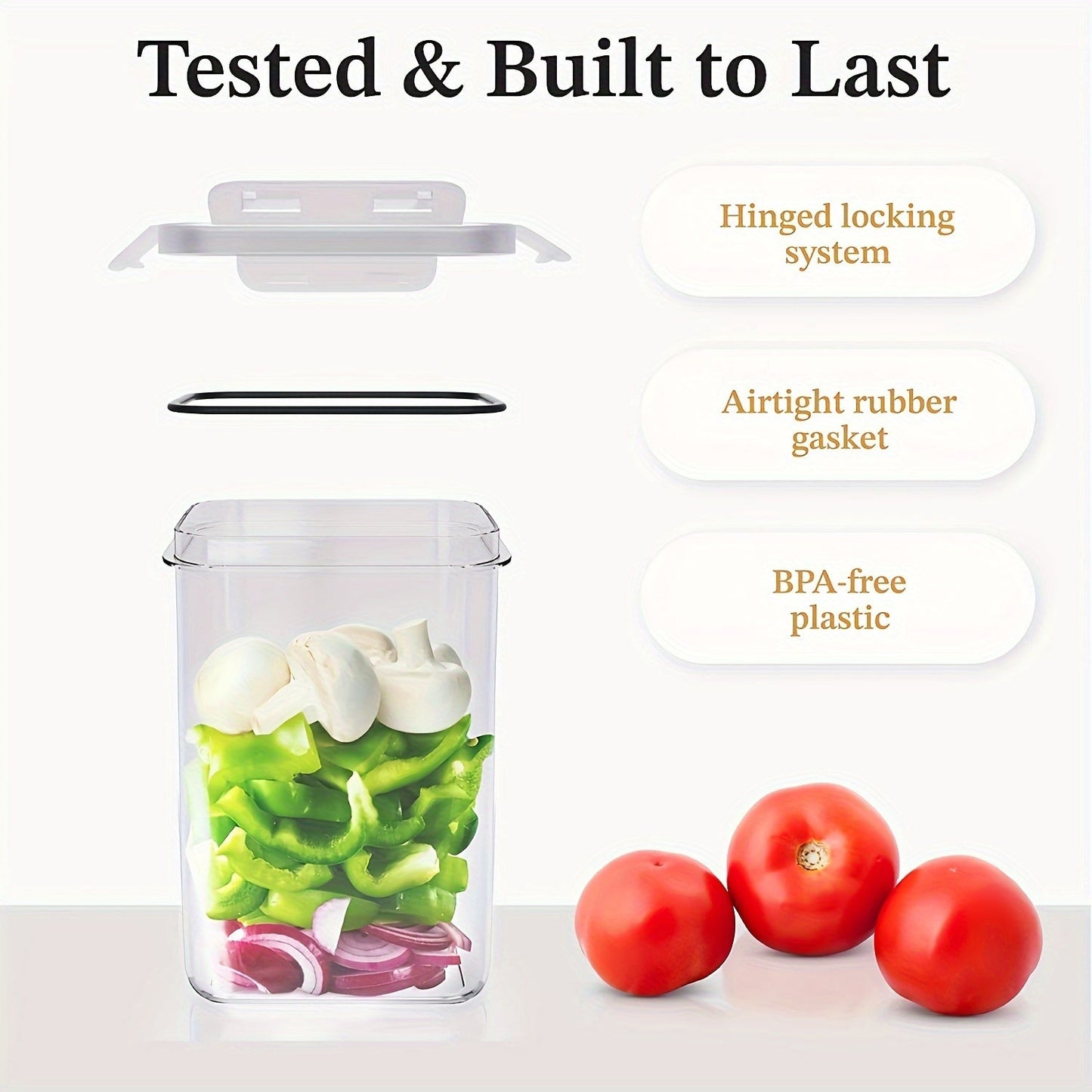 Set of 6 airtight storage containers perfect for storing sugar, flour, tea, and grains. These stackable containers are portable and come with lids to keep your food fresh. Great for organizing your kitchen and storing all your cooking essentials.