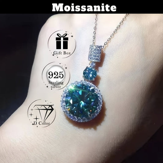 Ajoyib 6 karatli yashil Moissanite pandantli marjon - S925 sterling kumushdan tayyorlangan, uning uchun kutilmagan sovg'a qutisi dizaynida ideal tug'ilgan kun sovg'asi