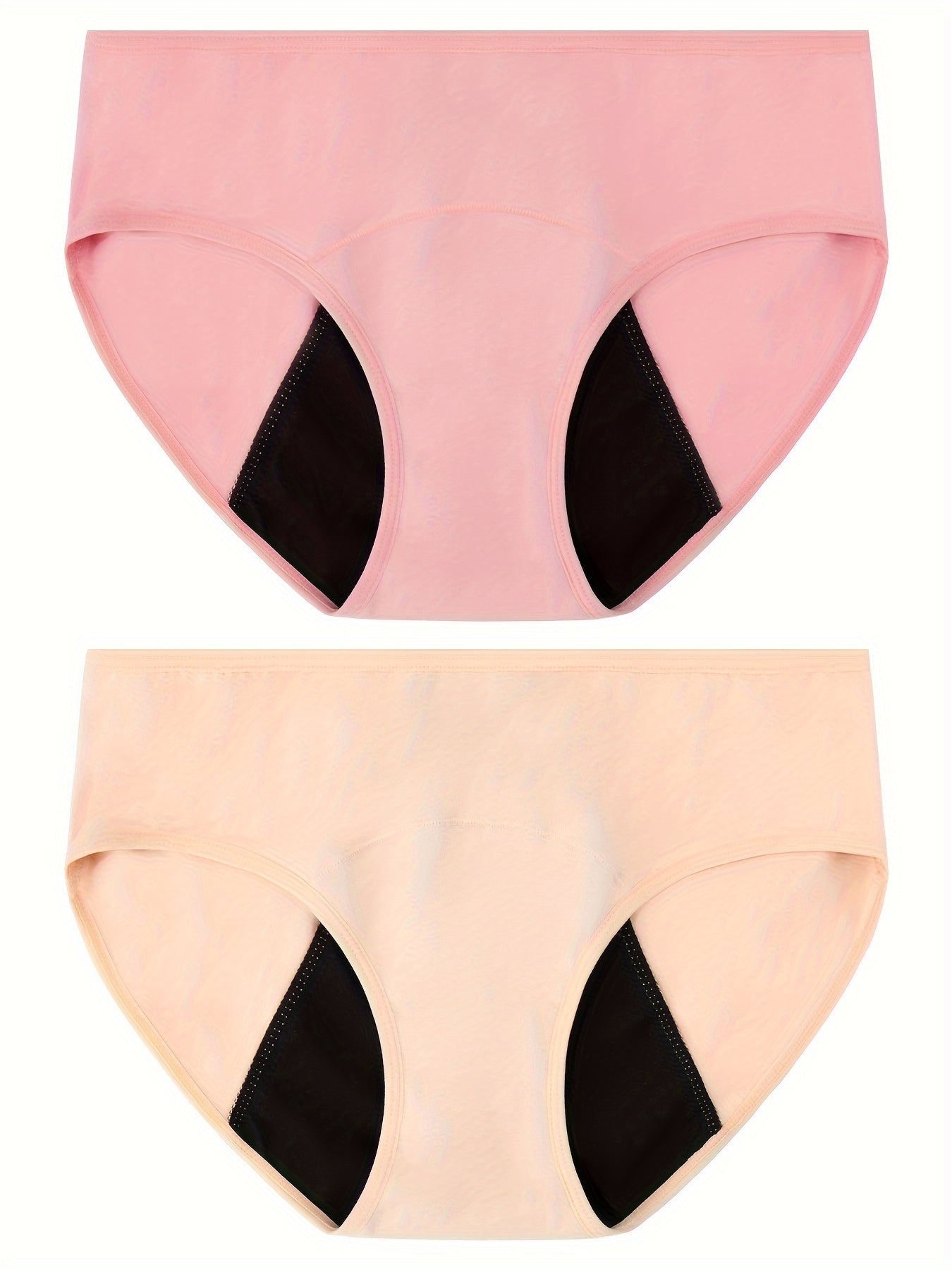 2-pack high support period panties made of 95% Viscose, Leak-Proof Absorbent Knit Fabric, drop waist design for maximum comfort.