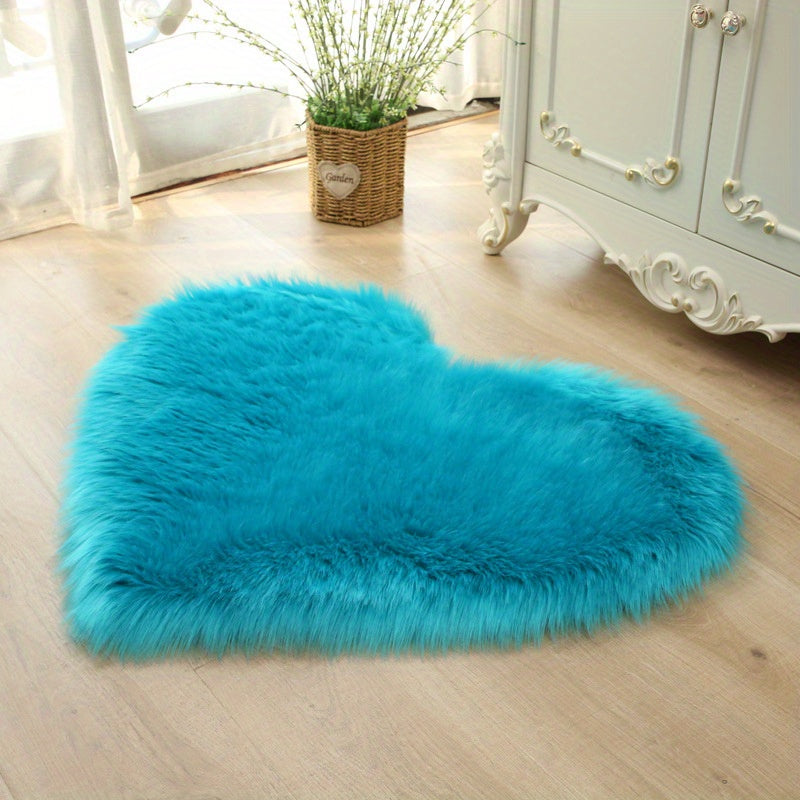 Heart Shaped Faux Fur Rug, Soft Plush Area Rug for Living Room Bedroom Sofa, Fluffy Shaggy Carpet Mat - 50*60cm/19.68*23.62in