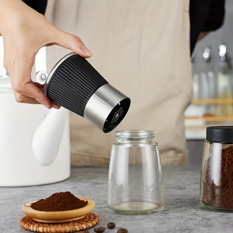 Coffee grinder set includes one manual coffee mill and one portable coffee grinder.