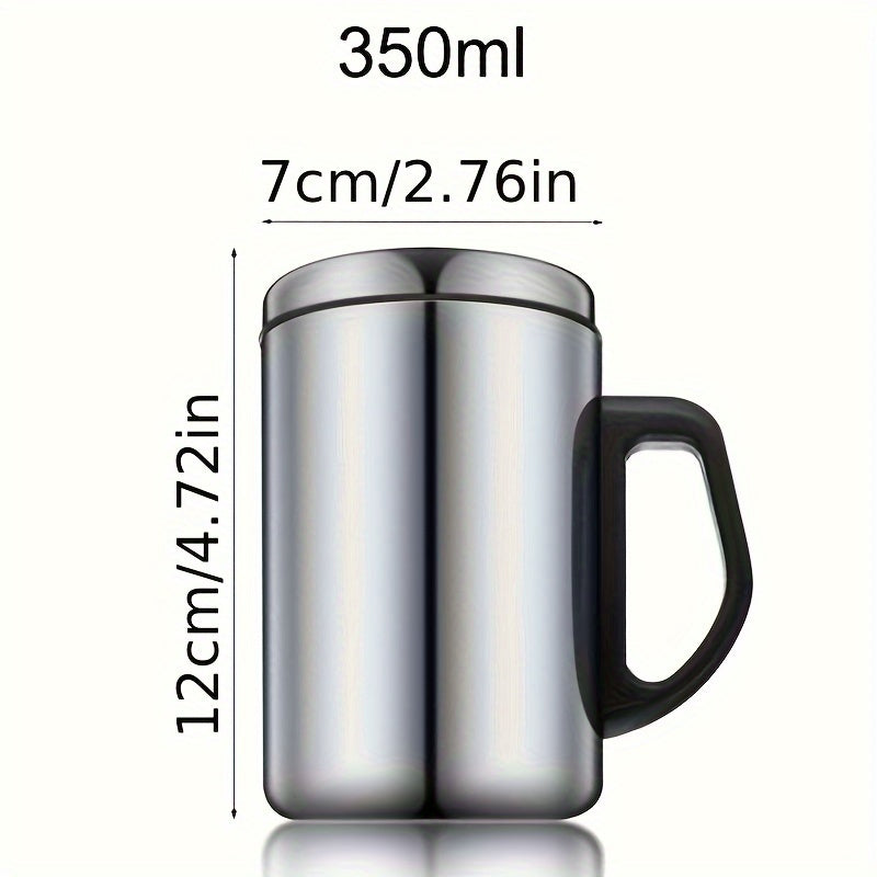 Dual-walled stainless steel coffee mug with lid maintains temperature for 6 hours - ideal gift for any time of year.