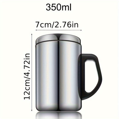 Dual-walled stainless steel coffee mug with lid maintains temperature for 6 hours - ideal gift for any time of year.