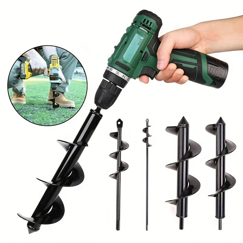 Metal garden spiral drill bit for planting - hex shaft, no electricity needed, solid steel auger for bulb and bedding plantings