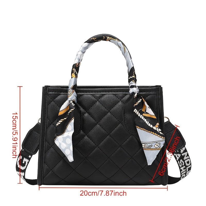 Stylish black synthetic crossbody purse with quilted diamond design and removable strap - perfect for daily use, holidays, and travel - great gift for fashion lovers.