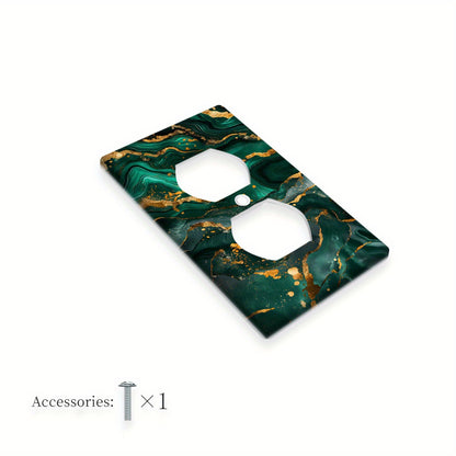 Switch cover with emerald & golden marble light for easy installation, no batteries needed, perfect for bathroom, bedroom, living room.