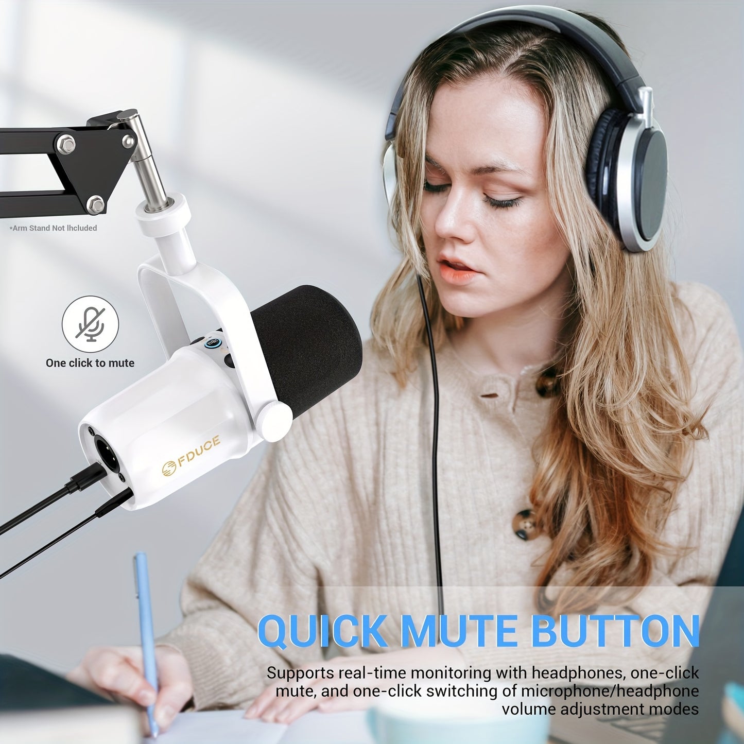 The Ultimate Podcast Microphone: FDUCE SL40 USB/XLR Dynamic Mic With Built-in Headset & Soundproofing!