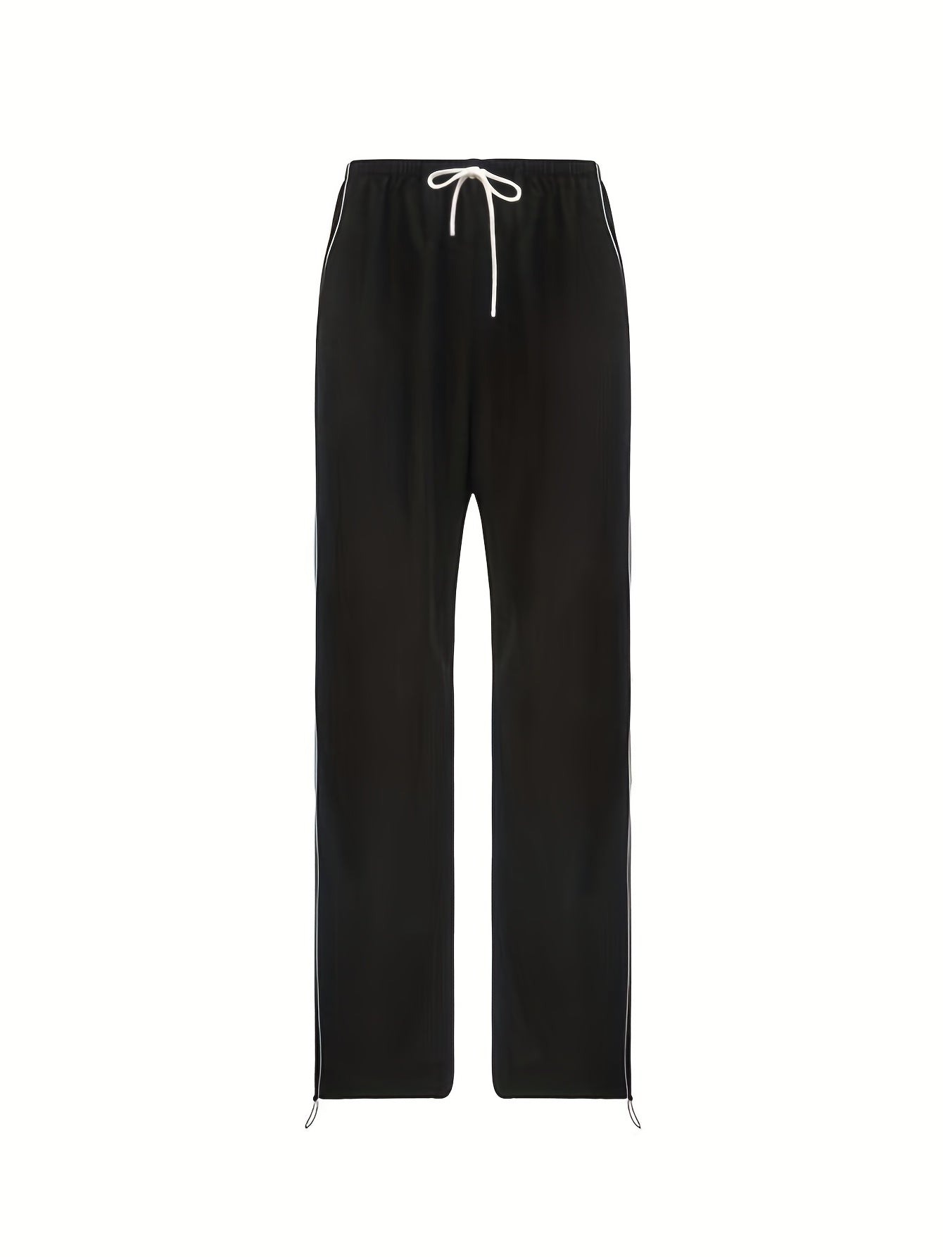 Y2K baggy pants with contrast drawstring waist and slant pockets for women.