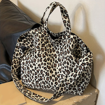 Leopard Print Tote Bag for Women – Stylish, Large Capacity, Versatile, Zipper Closure