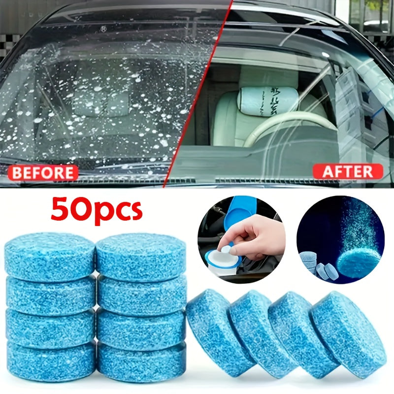 Car Glass Water Concentrated Wiper Tablets, 20/30/50pcs, for All Seasons, Cleans Oil Stains.