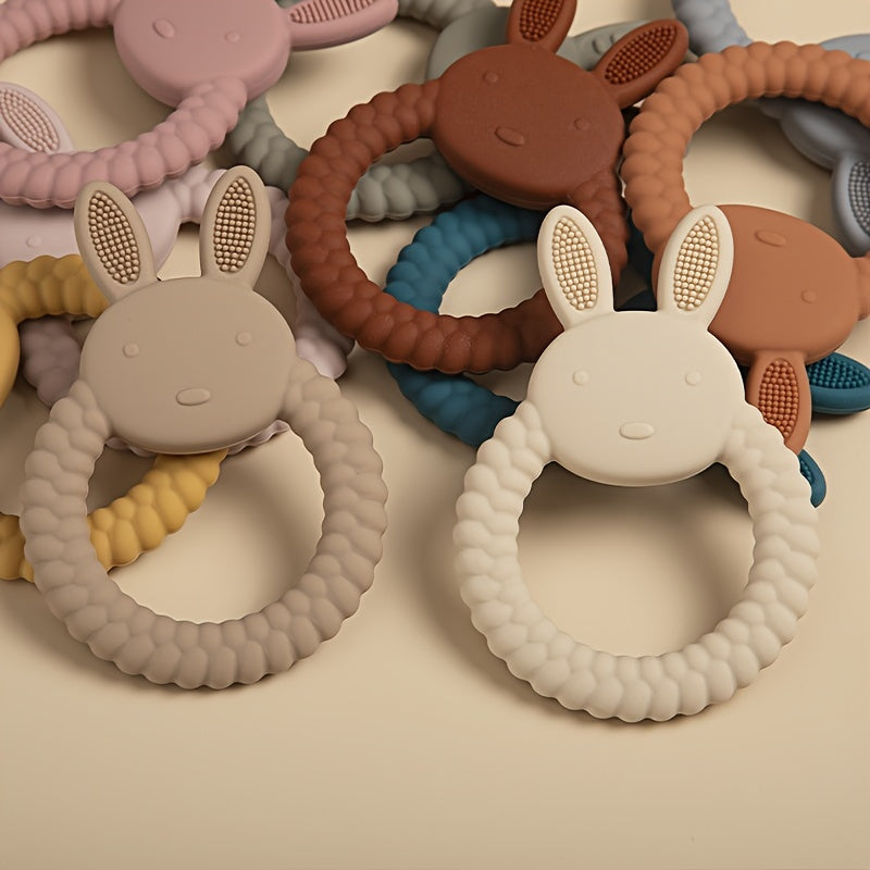 Silicone Teething Toy for Babies - Cute Rabbit Design, Safe for Chewing and Soothing Gums, Perfect for Newborns