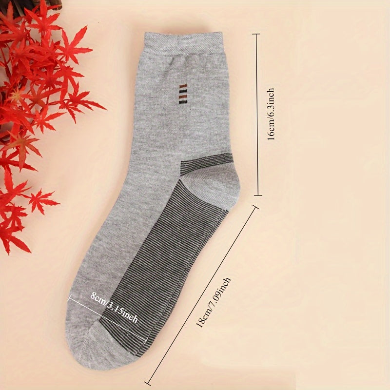 5 pairs of men's long black socks - soft, comfortable, durable, casual, simple fashion, size large, mid-calf length