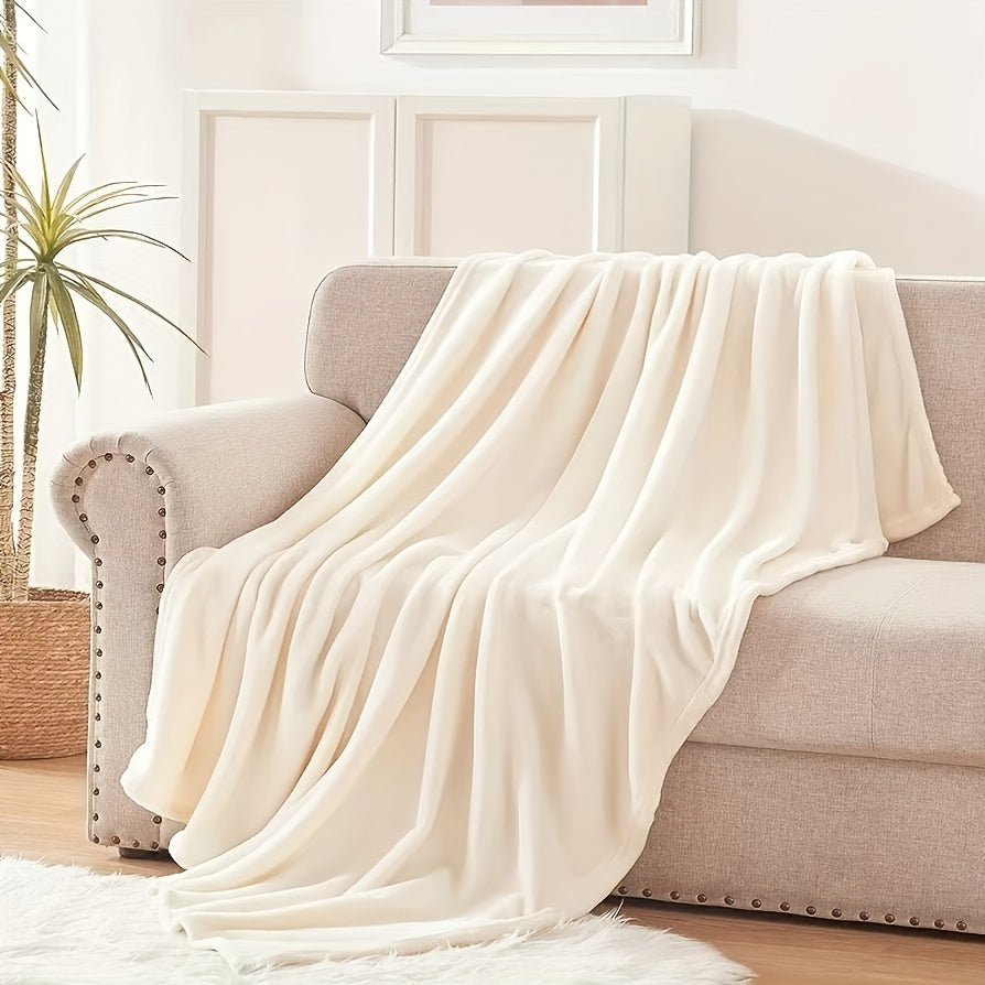 Soft and warm white flannel blanket, perfect for snuggling up on the couch, sofa, office, bed, camping or travel. Ideal for all seasons and makes a great multi-purpose gift.