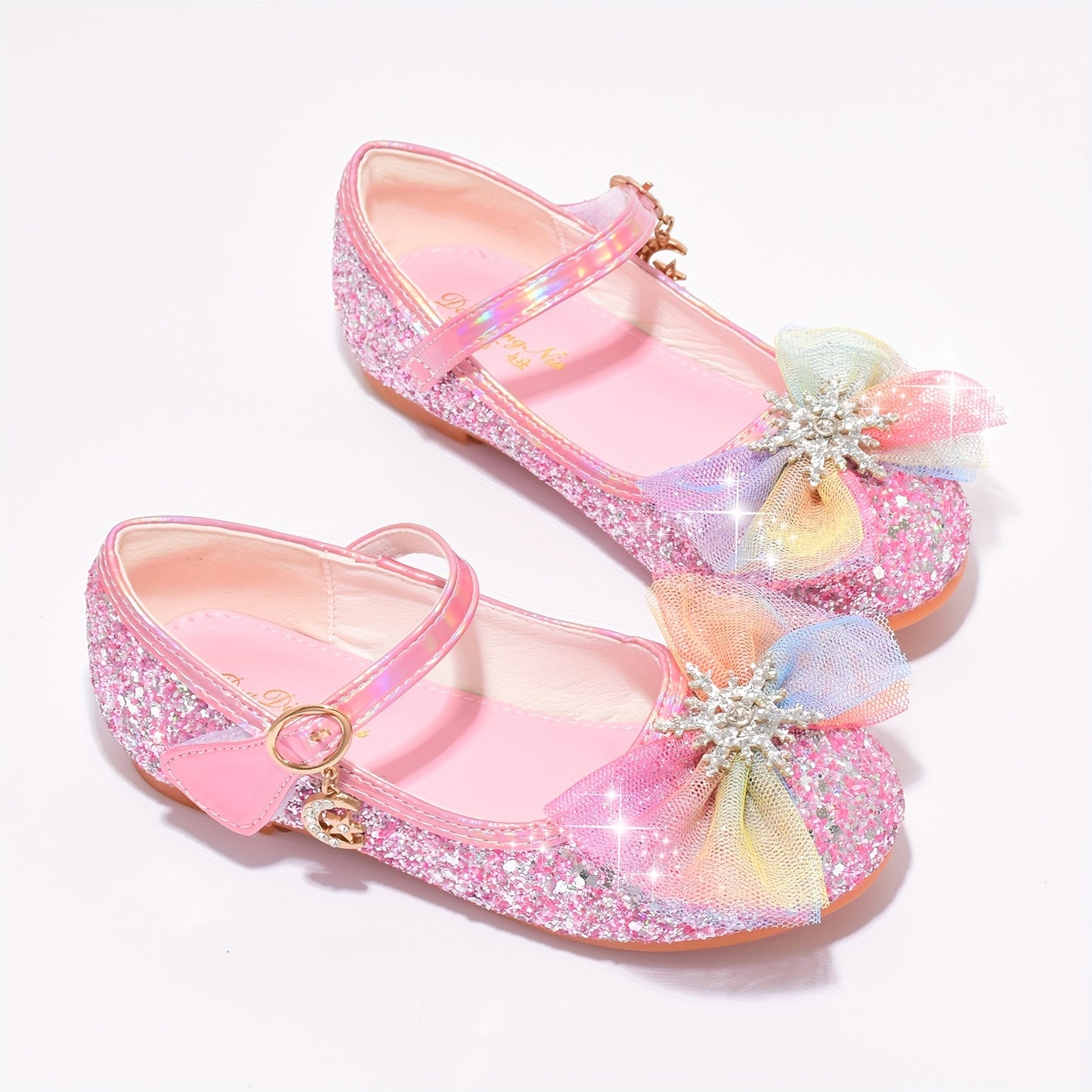 New blue crystal shoes for girls, perfect for little princesses with soft soles.