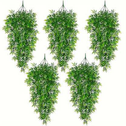 5pcs of artificial hanging eucalyptus vines, UV resistant and suitable for indoor and outdoor walls. Perfect for weddings, room decorations, bedrooms, Christmas, and Thanksgiving.