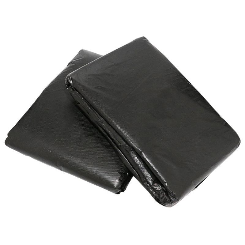 Thick black large garbage bag with a flat mouth, ideal for use at hotel, courtyard, home, or garden.