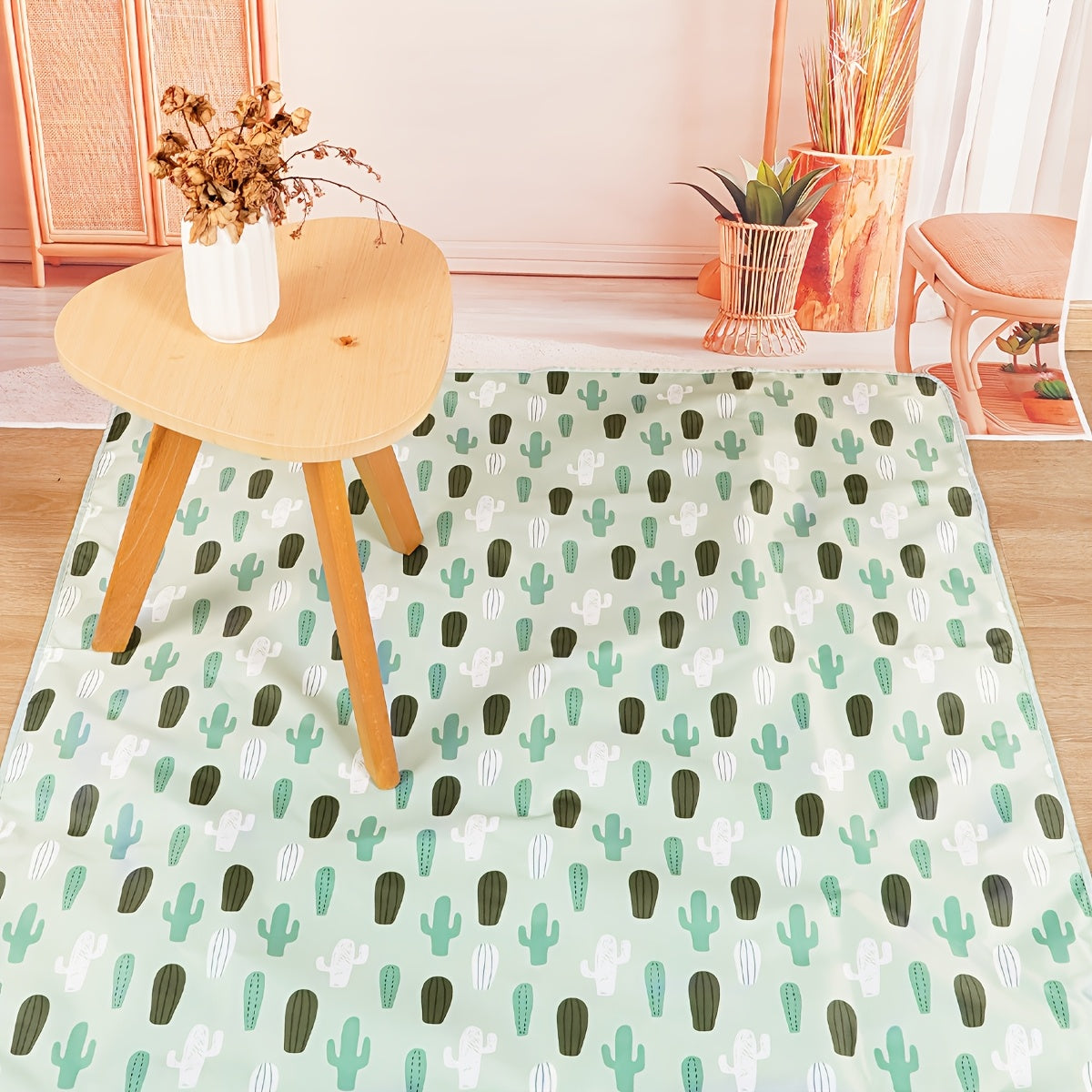 Non-Slip, Washable & Waterproof Play Mat Happyflute 109.22x109.22cm - Featuring Cute Animal Print for Kids' Dining Chairs & Tables. Also Doubles as a Portable Outdoor Picnic Blanket.